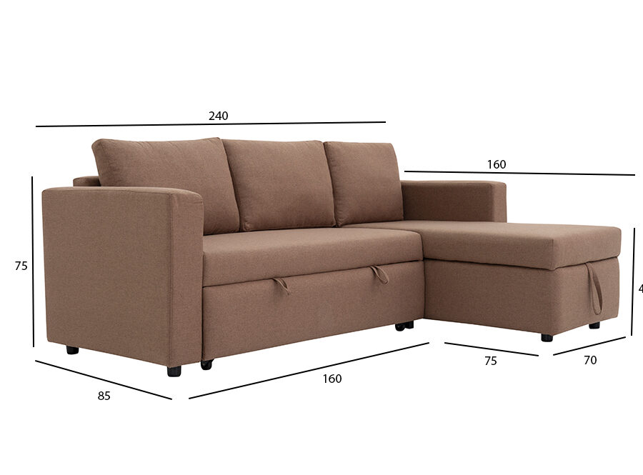 Stella Sofa Bed With Storage – Brown | Sofa Set Online in Dubai