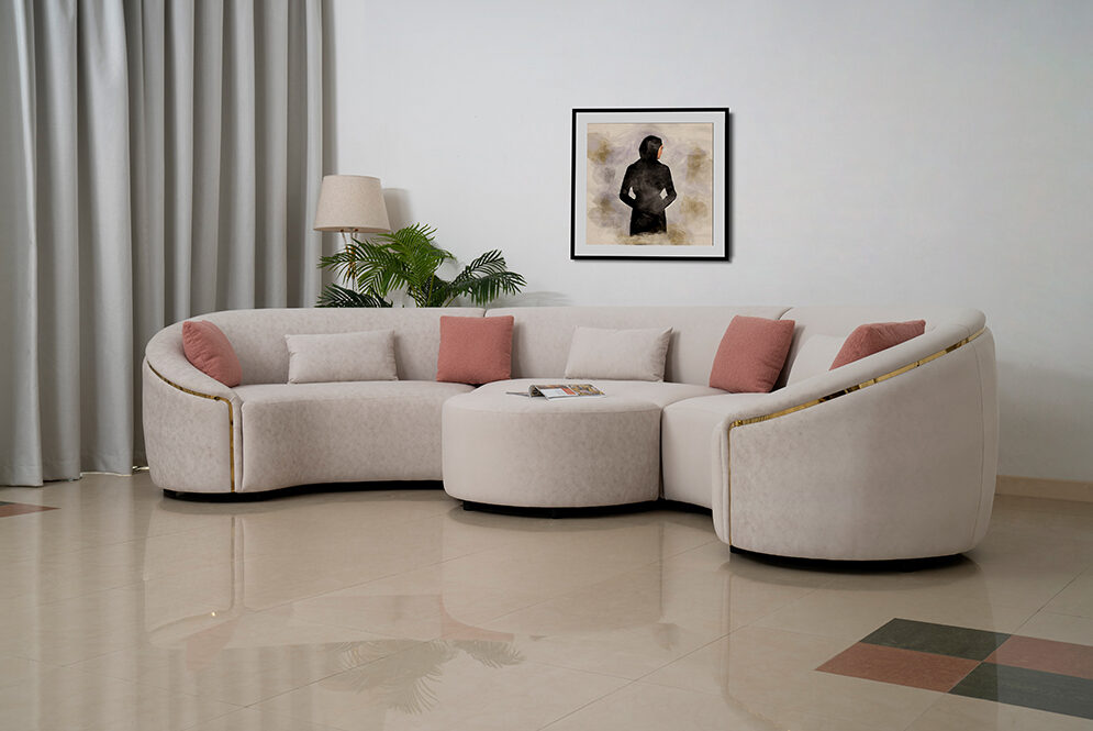 Amna Gold Corner Sofa Dubai | Sofa Set Dubai | Buy Sofa Online Dubai