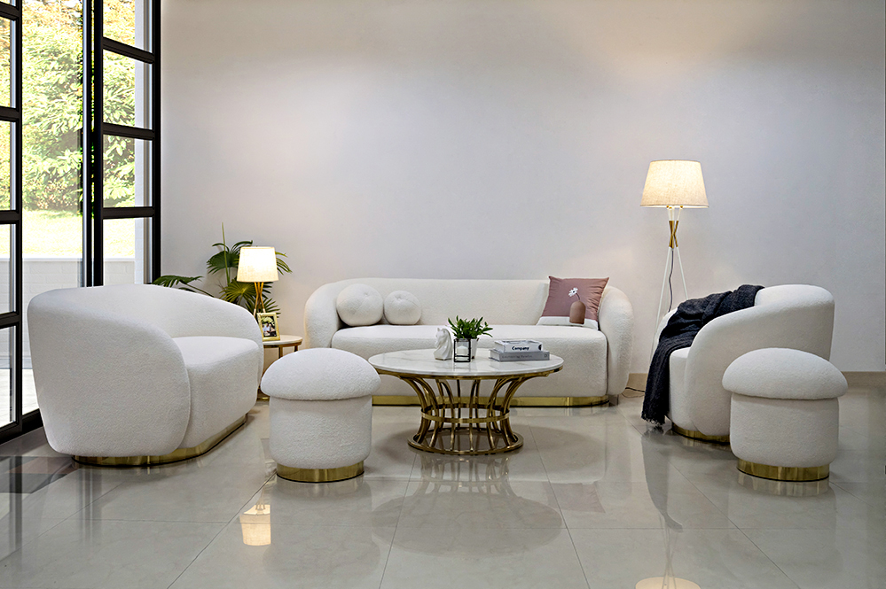 Ava Sofa Set With Mushroom Pouffe | Sofa Dubai