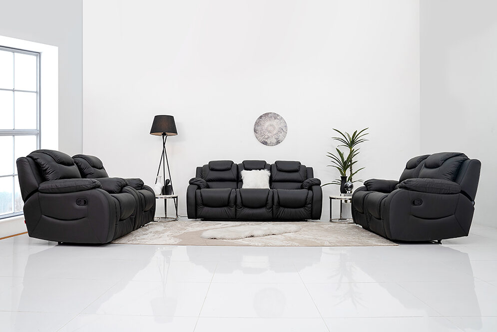 GC853 Recliner Sofa Set Black | Sofa | Sofa Dubai