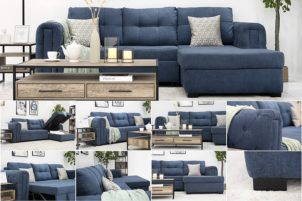 Blue sofa store bed couch