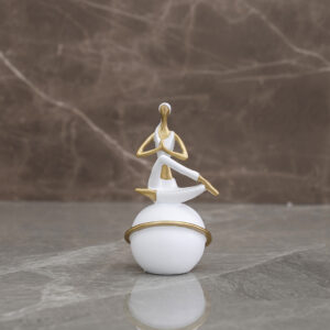 Auric Polyresin white and gold yoga accent 9 x 9 x 15 cm
