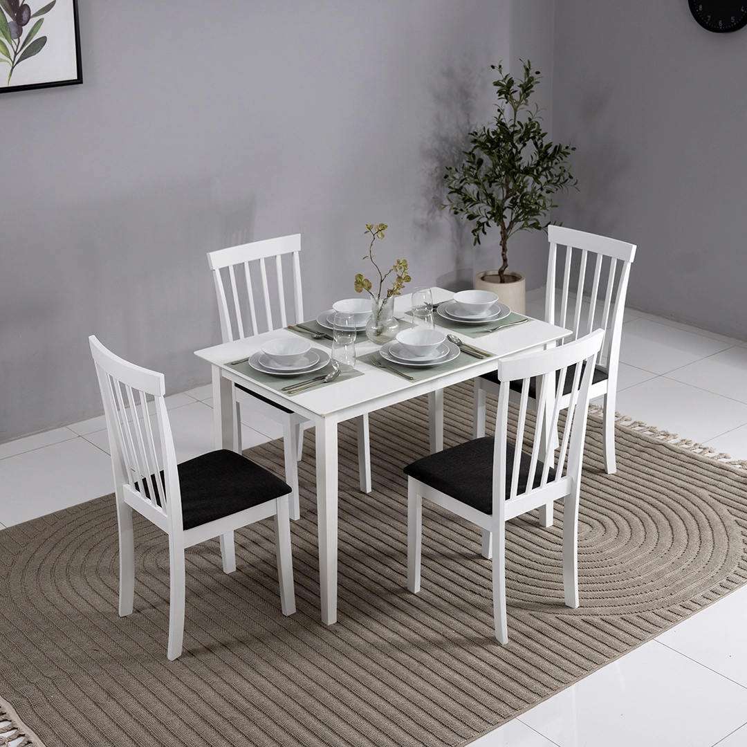 Broadway 4-Seater Dining Set-White