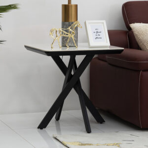 Florence End Table-White/Black