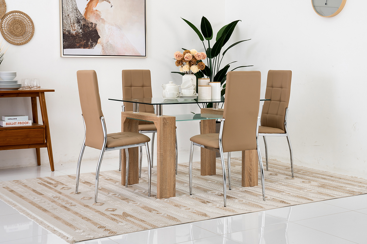 Lucas 4-Seater Dining Set-Oak