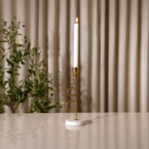 Adro Metal Candle Holder with Marble Base- 31 cm