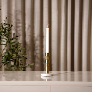 Adro Metal Candle Holder with Marble Base- 16.5 cm