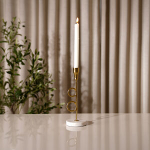 Adro Metal Candle Holder with Marble Base- 25 cm