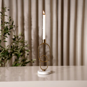 Adro Metal Candle Holder with Marble Base