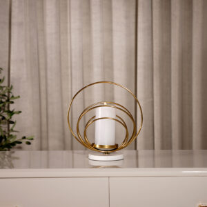 Adro Metal Candle Holder with Marble Base- 28 cm