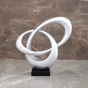 Auric Polyresin abstract black and silver accent 30 x 9 x 31.5 cm