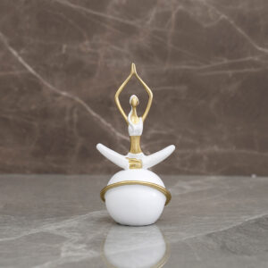 Auric Polyresin white and gold yoga accent 9 x 9 x 18.5 cm