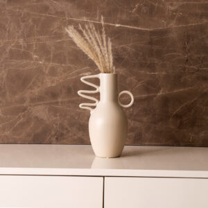 Blenka Ceramic Beige Vase - 25 cm