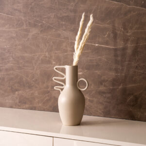 Blenka Ceramic Beige Vase - 30 cm