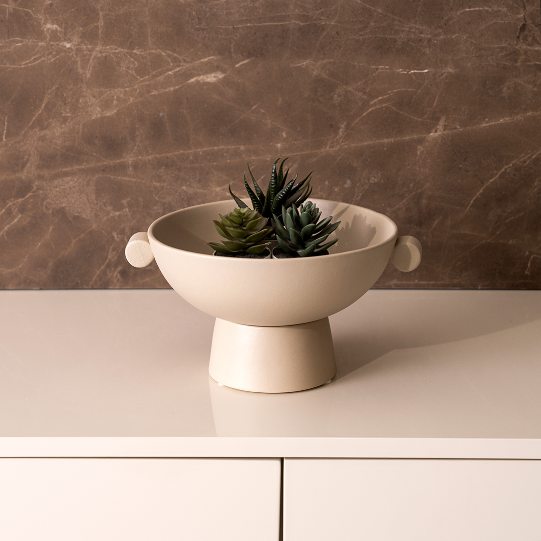 Blenka Ceramic Beige Deco Bowl