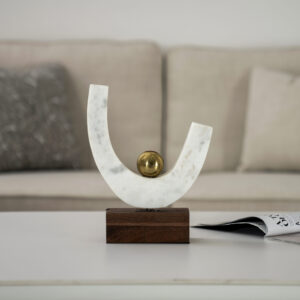 Casa Metal marble accent with wooden base21X6X26 cm