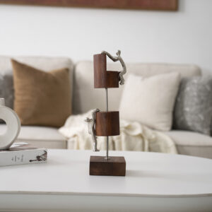 Casa Metal wood climbing men accent Nickle 13.5x10x35cm
