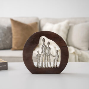 Casa Metal wood family accent Nickle 26.75x4x30.5 cm