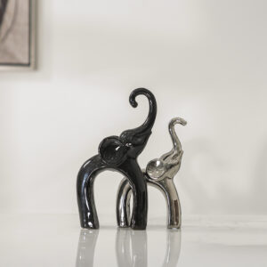 Delyn ceramic black and silver elephant accent 19*6*28 cm