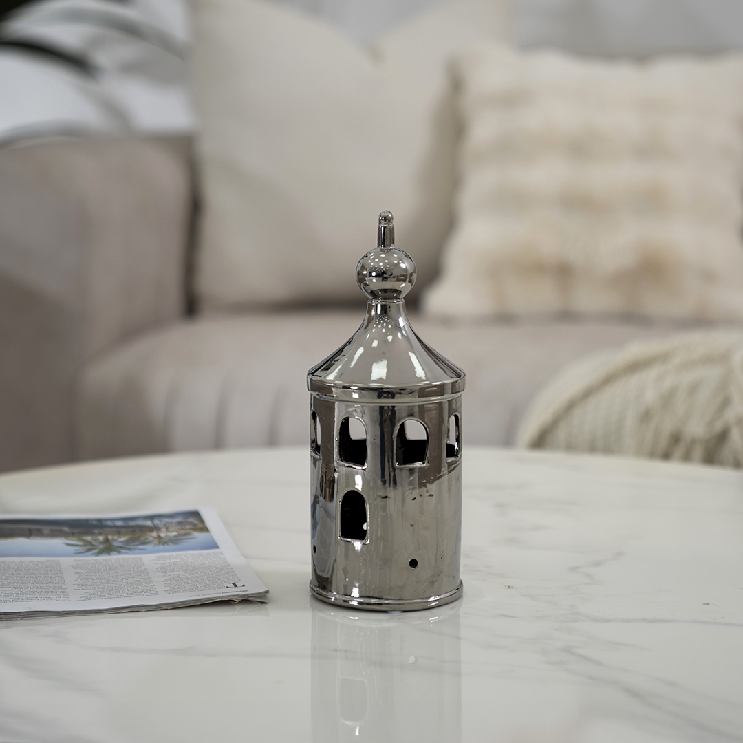 Delyn ceramic silver lantern 9.5*9.5*34.2 cm