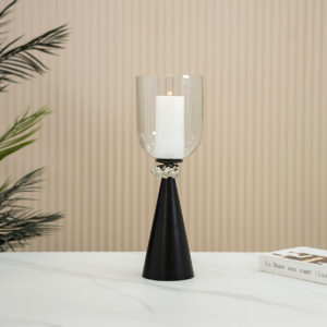 Eclat metal glass black candle holder- 38 cm