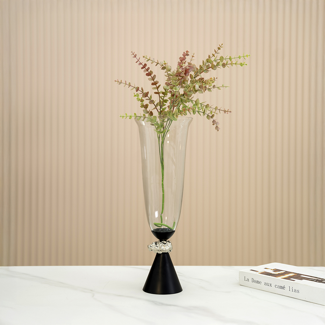 Eclat metal glass black vase