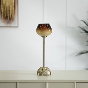 Ernid metal glass amber candle holder- 43 cm