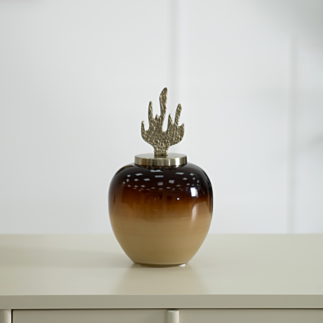 Ernid metal glass amber vase – 24 cm