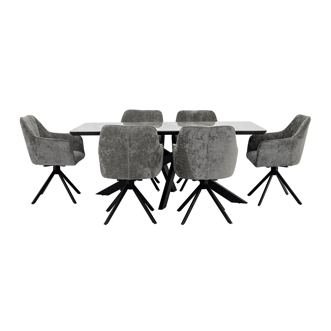 Florence 6-Seater Dining Set-Grey - Image 6
