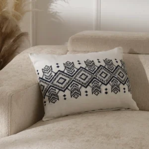 Heston embroidered black and white cushion 35×50