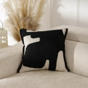 Heston tufted black and white cushion 45×45 cm