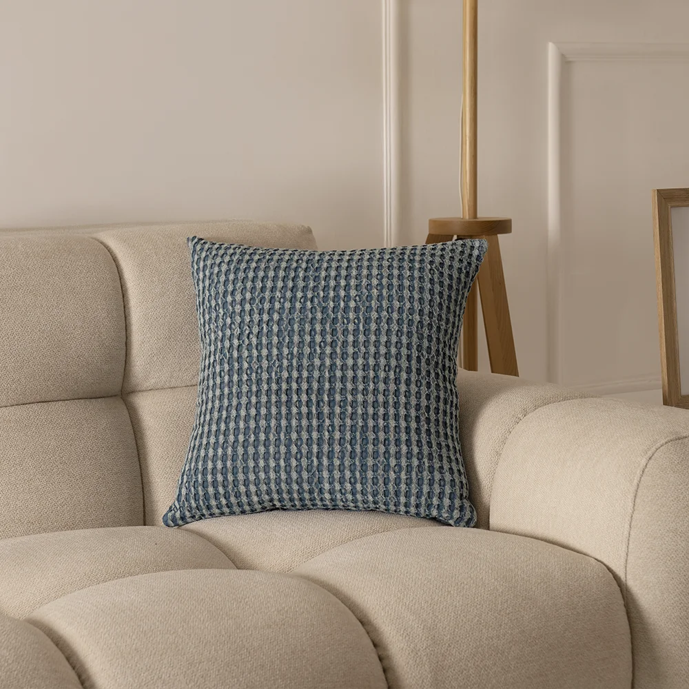 Heston waffle blue cushion 45×45-cm