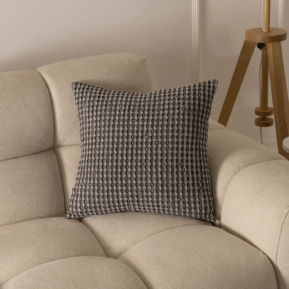 Heston waffle charcoal cushion 45×45 cm