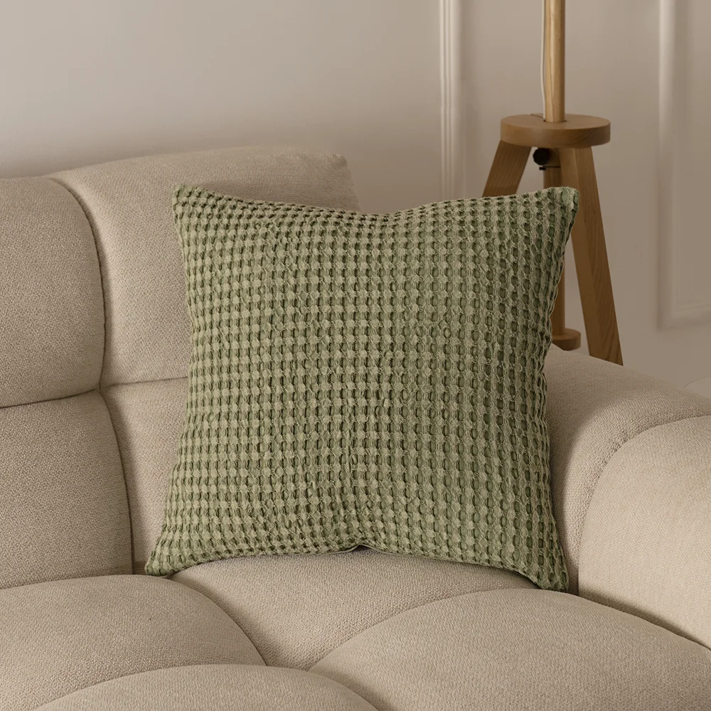 Heston waffle green cushion 45×45 cm