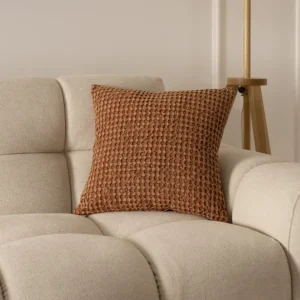 Heston waffle tan cushion 45x45 cm