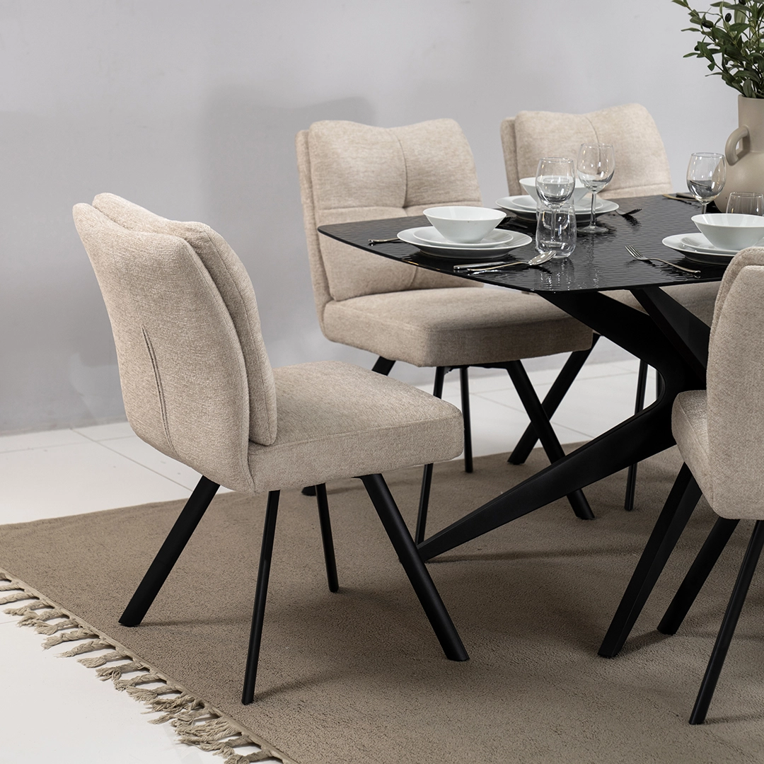 Kare 6-Seater Glass Top Dining Set-Beige - Image 5