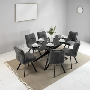 Kare 6-Seater Glass Top Dining Set-Grey