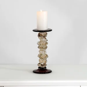 Lemont glass candle holder amber 12x12x28cm