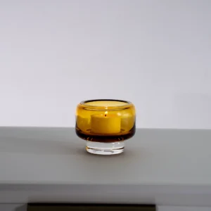 Lemont glass hurricane candle holder amber 11x11x9.5cm