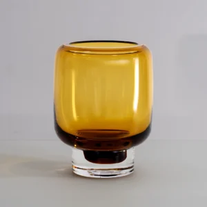 Lemont glass hurricane candle holder amber 15.5×15.5×19.5cm