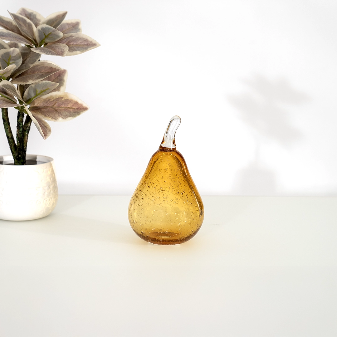 Lemont glass pear accent amber 9.5×9.5x15cm