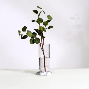 Lemont glass vase with marble base 13.5×13.5x24cm