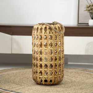 Lorenz wooden lantern with glass votive 13x22x38cm