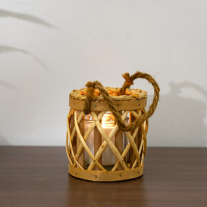 Lorenz willow lantern with glass votive 12x12x13cm