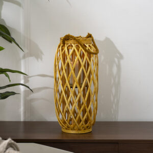 Lorenz willow lantern with glass votive 16x25x46cm