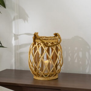 Lorenz willow lantern with glass votive 15x21x25cm