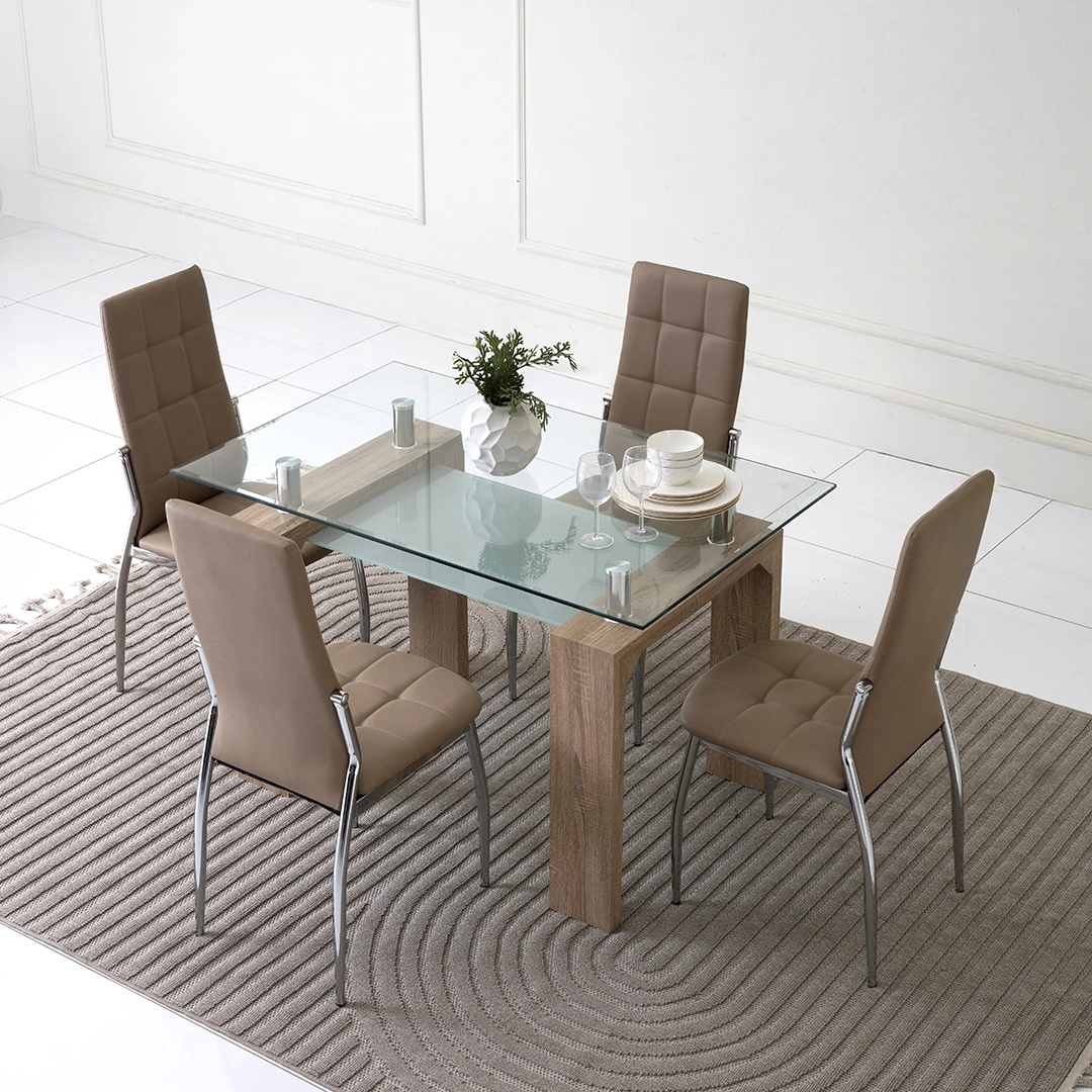 Lucas 4-Seater Dining Set-Oak