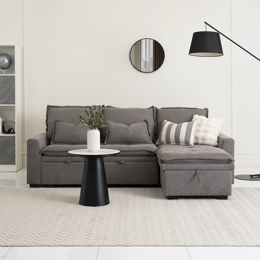 Misha 3-Seater Corner Sofa Bed With Storage-Brown