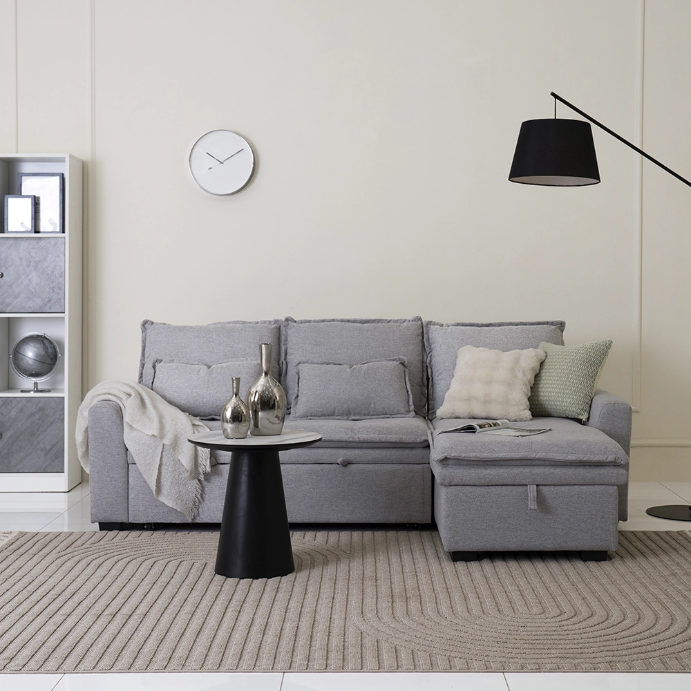 Misha 3-Seater Corner Sofa Bed With Storage-Grey
