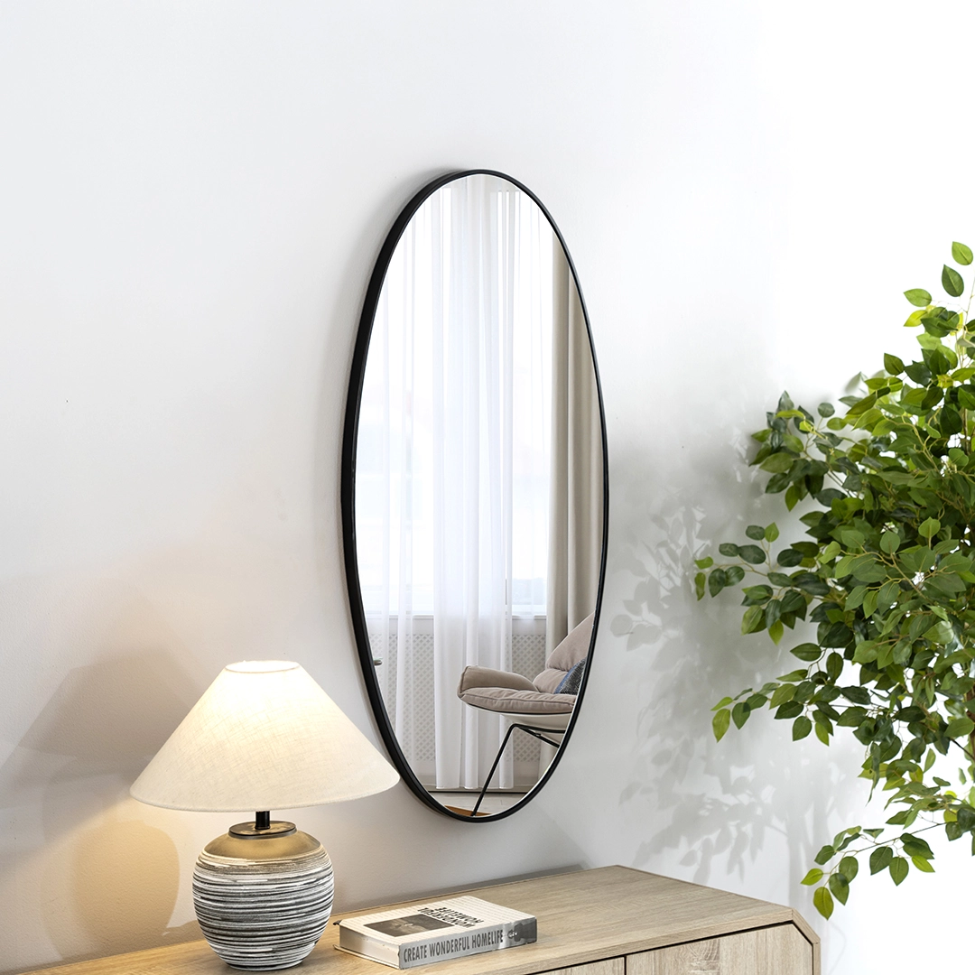 Novo metal wall mirror black 40X1.5X68 cm